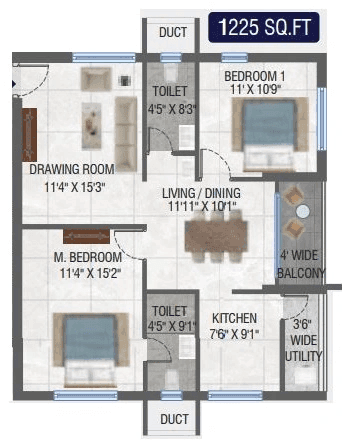 Unit plan - 882 sq.ft.