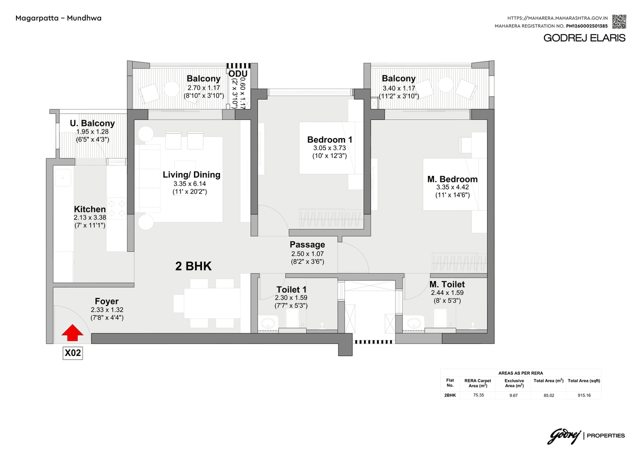 Unit plan - 915 sq.ft.