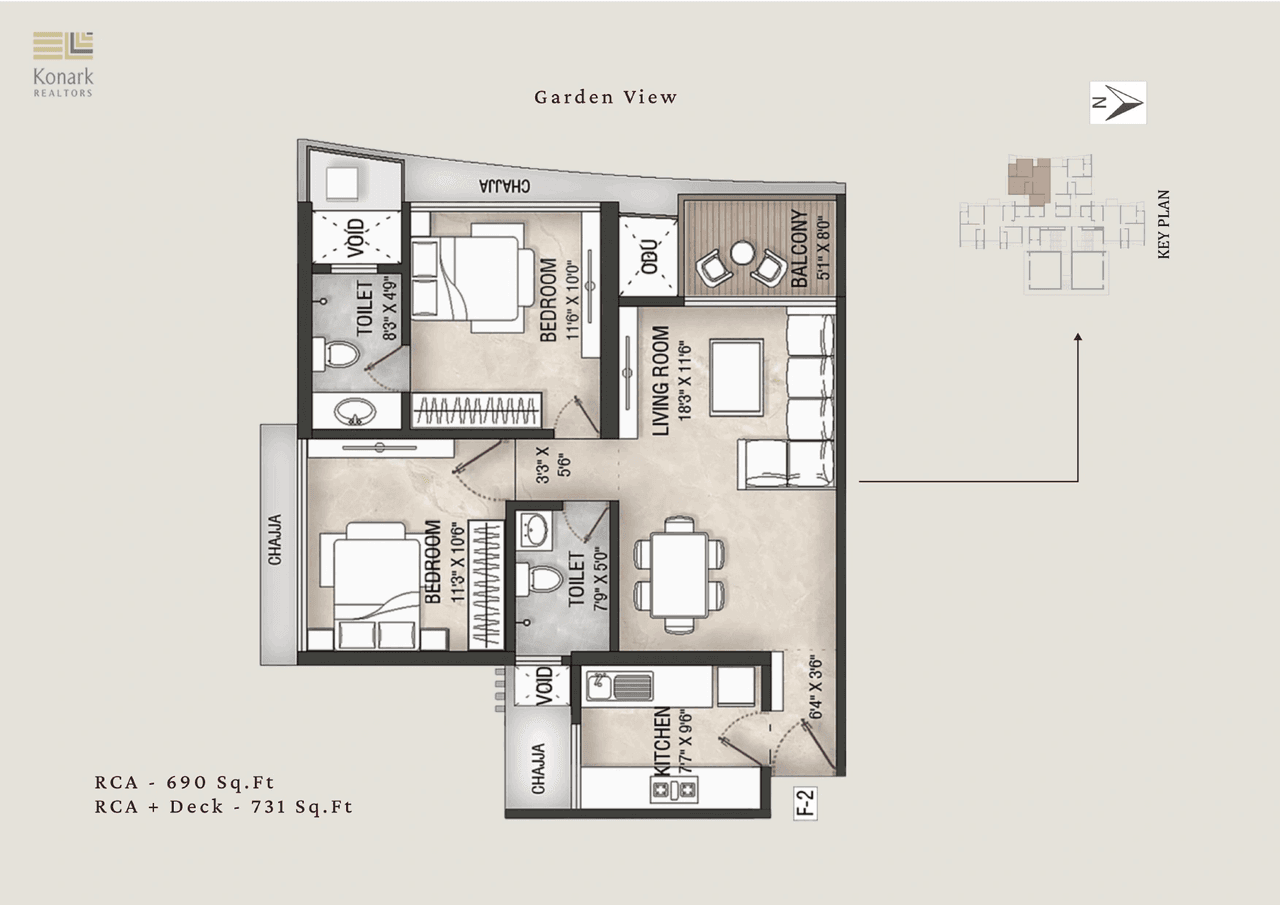 Unit plan - 731 sq.ft.
