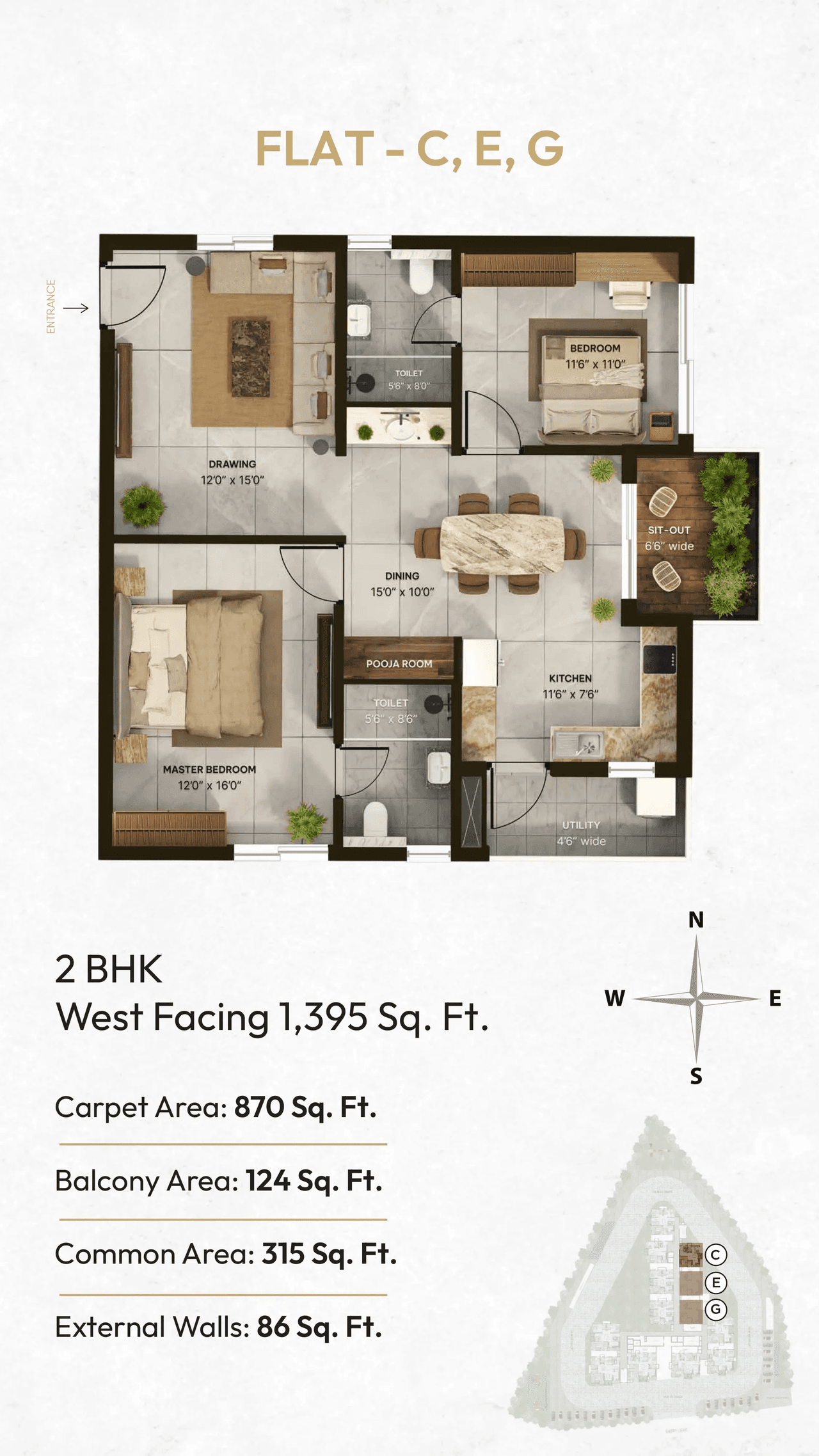 Unit plan - 870 sq.ft.