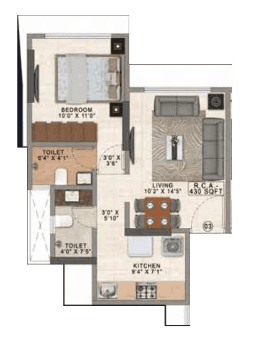 Unit plan - 430 sq.ft.