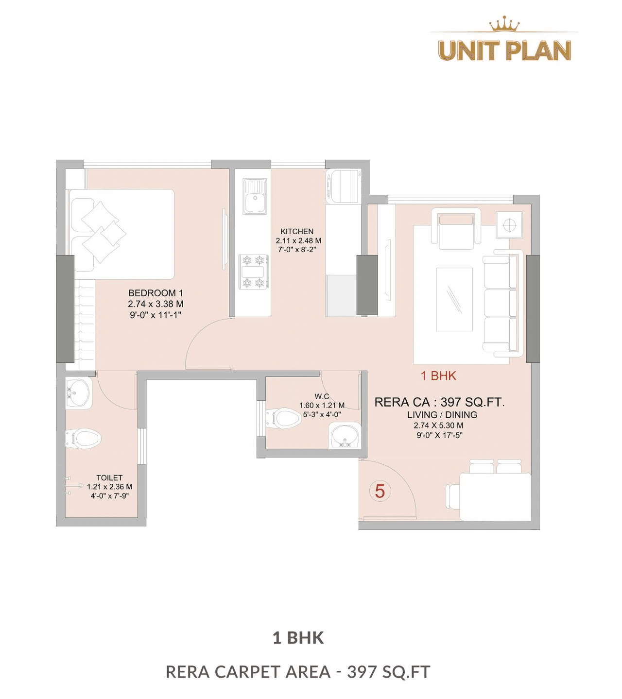 Unit plan - 397 sq.ft.