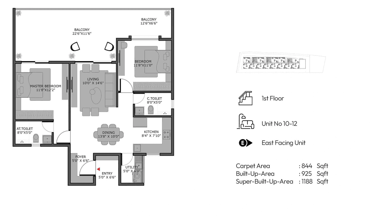 Unit plan - 844 sq.ft.
