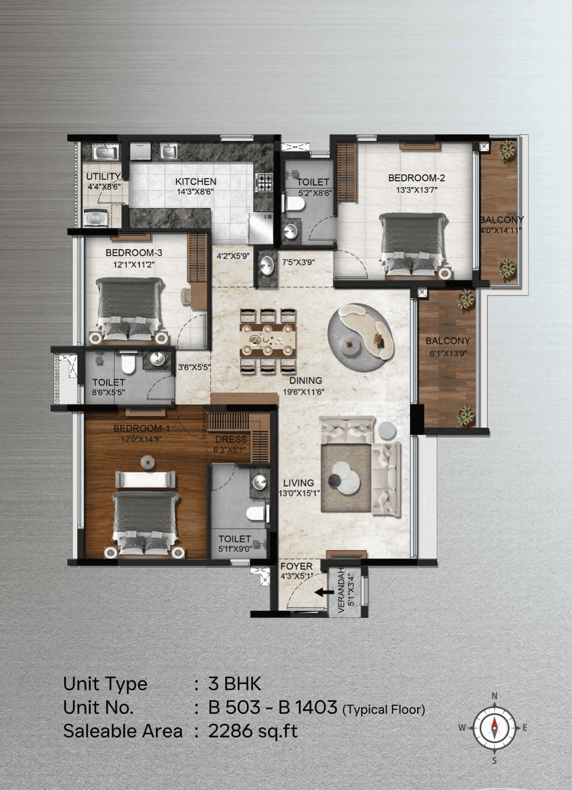 Unit plan - 1600 sq.ft.
