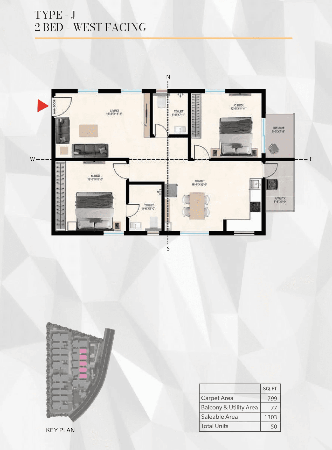 Unit plan - 799 sq.ft.