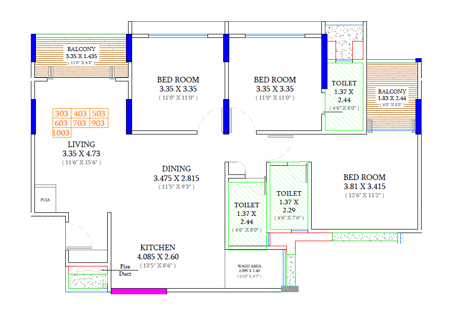 Unit plan - 1129 sq.ft.