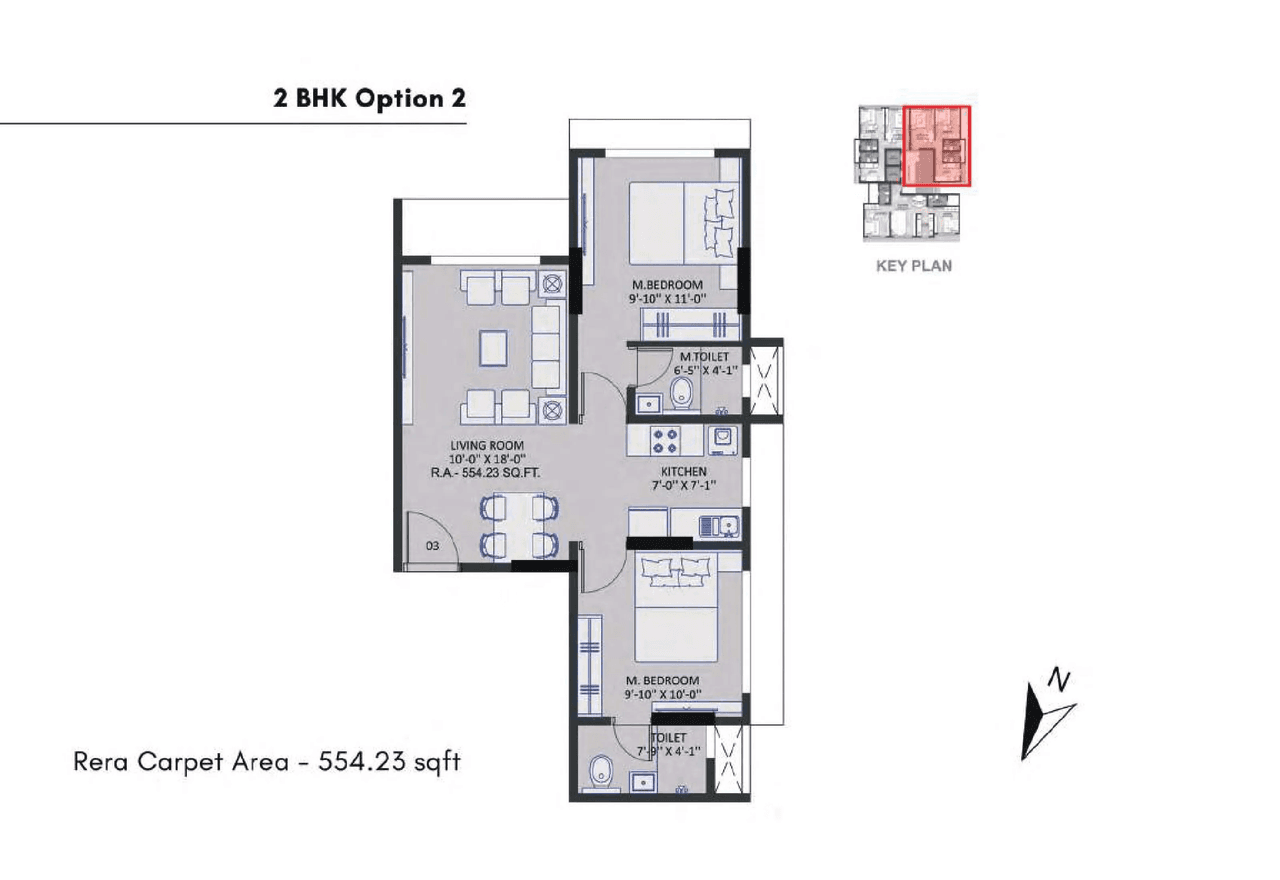 Unit plan - 554 sq.ft.