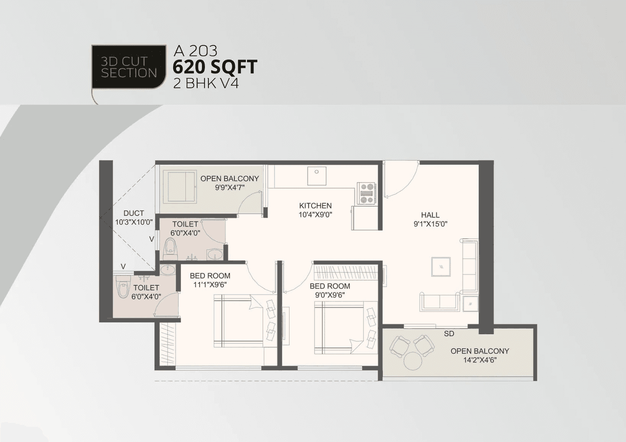 Unit plan - 620 sq.ft.