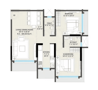 Unit plan - 685 sq.ft.