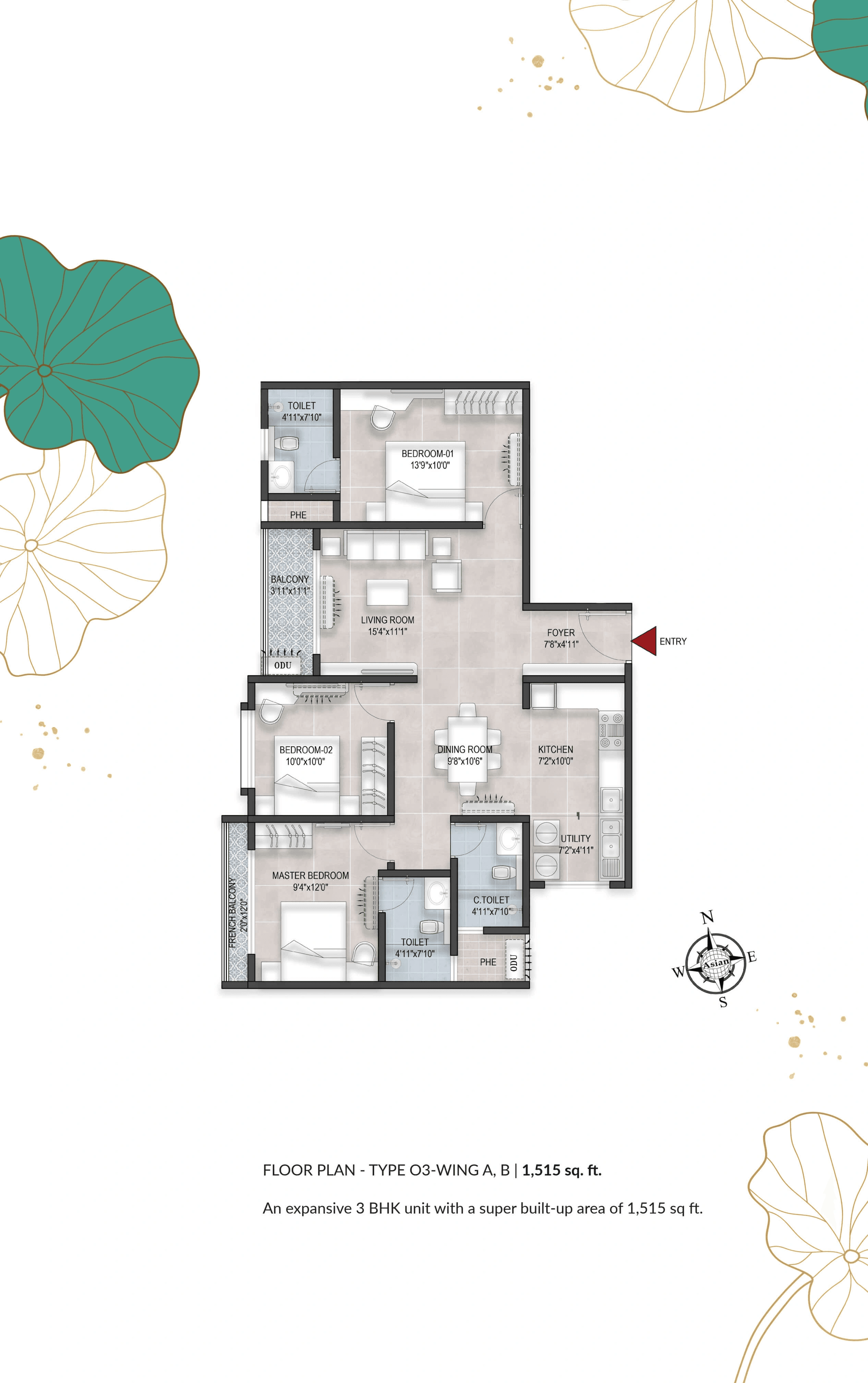 Unit plan - 1012 sq.ft.