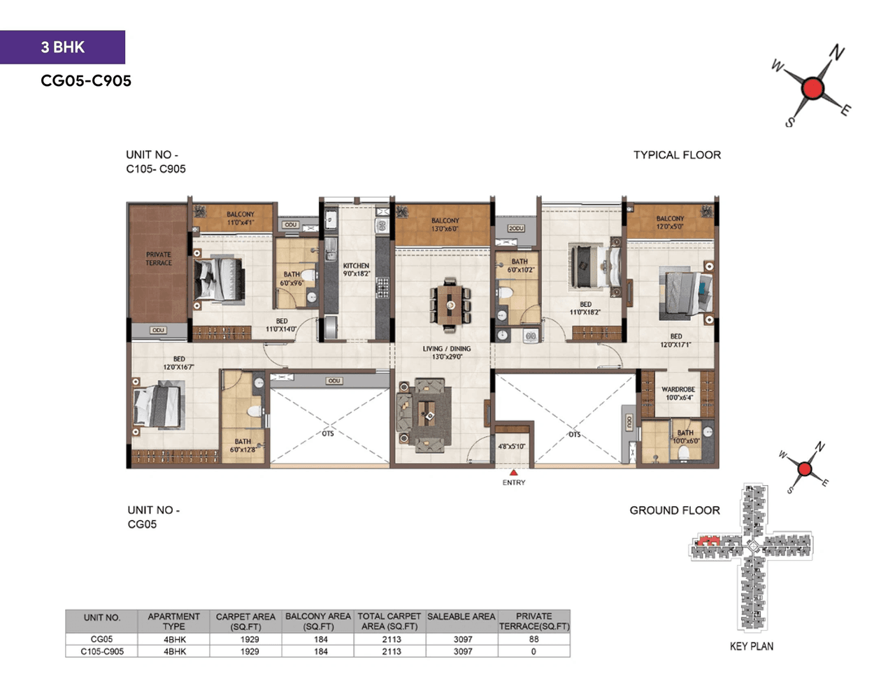 Unit plan - 1929 sq.ft.