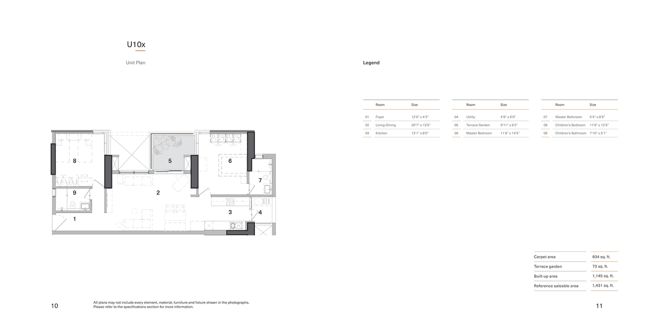 Unit plan - 934 sq.ft.