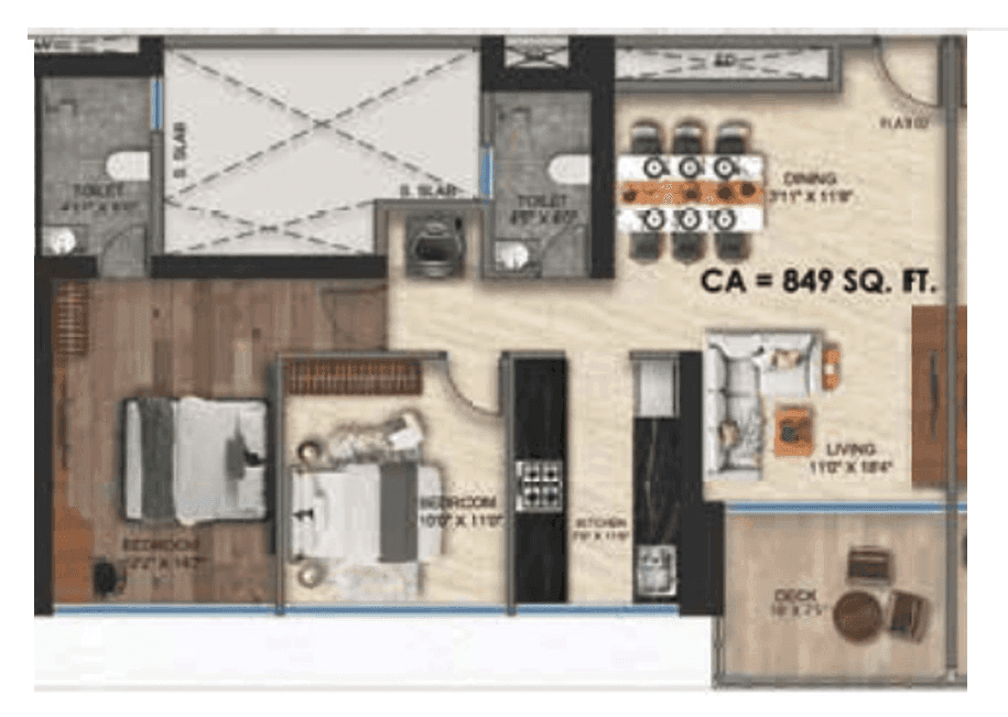 Unit plan - 849 sq.ft.