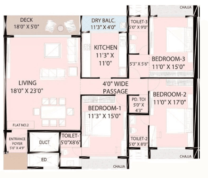 Unit plan - 1626 sq.ft.