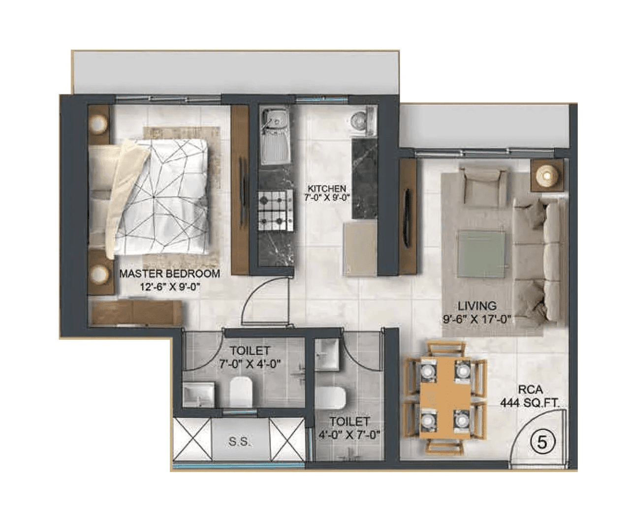 Unit plan - 444 sq.ft.