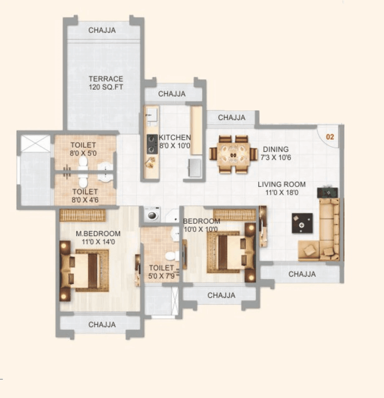 Unit plan - 643 sq.ft.
