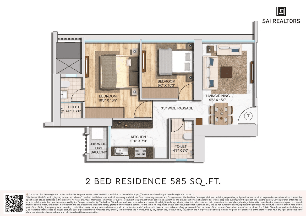 Unit plan - 585 sq.ft.
