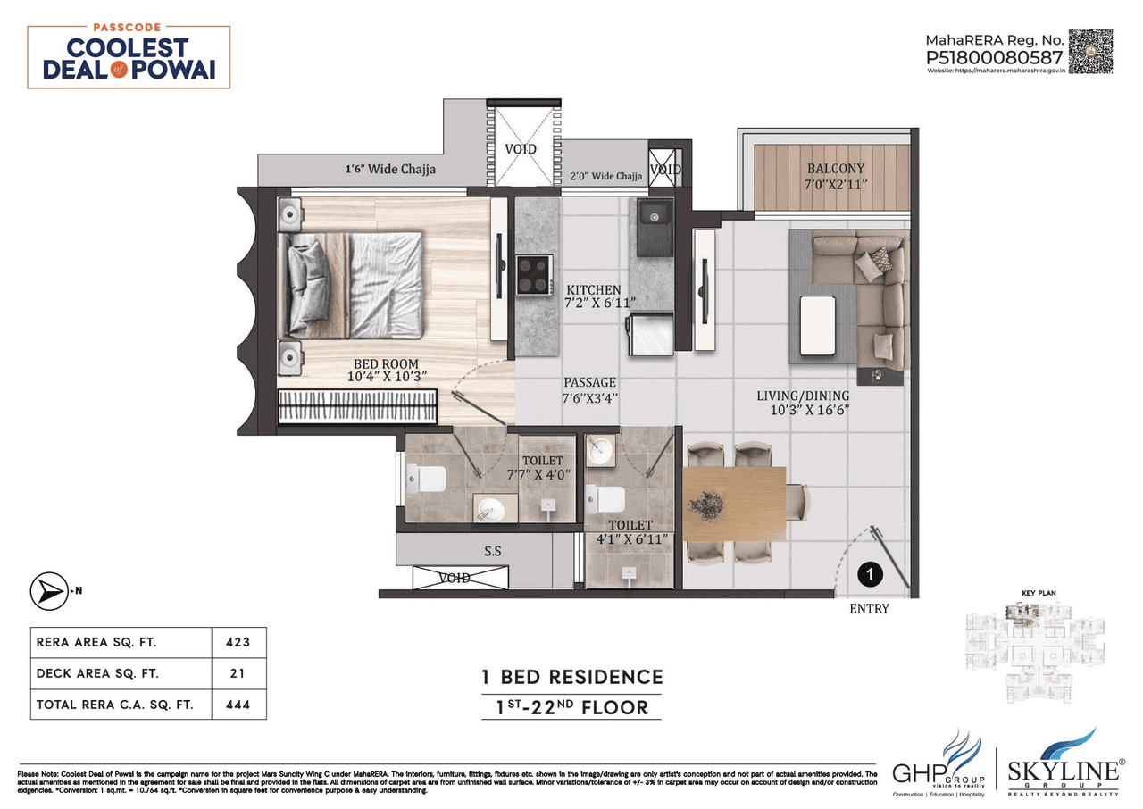Unit plan - 444 sq.ft.