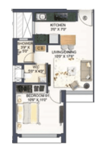 Unit plan - 387 sq.ft.