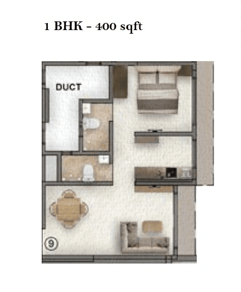 Unit plan - 400 sq.ft.