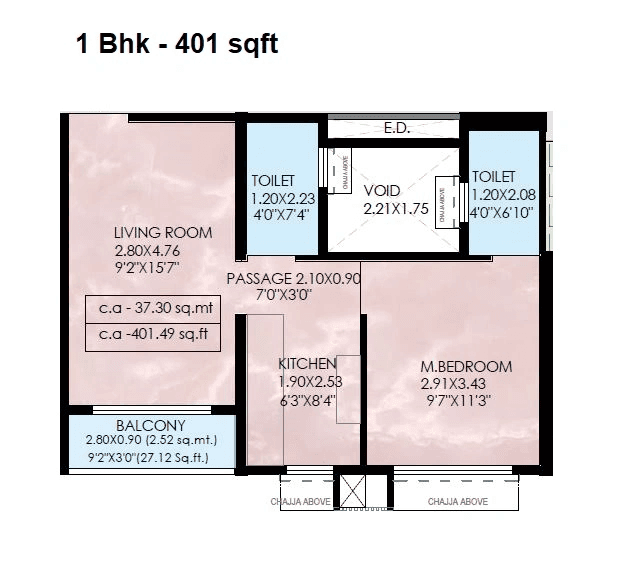Unit plan - 401 sq.ft.