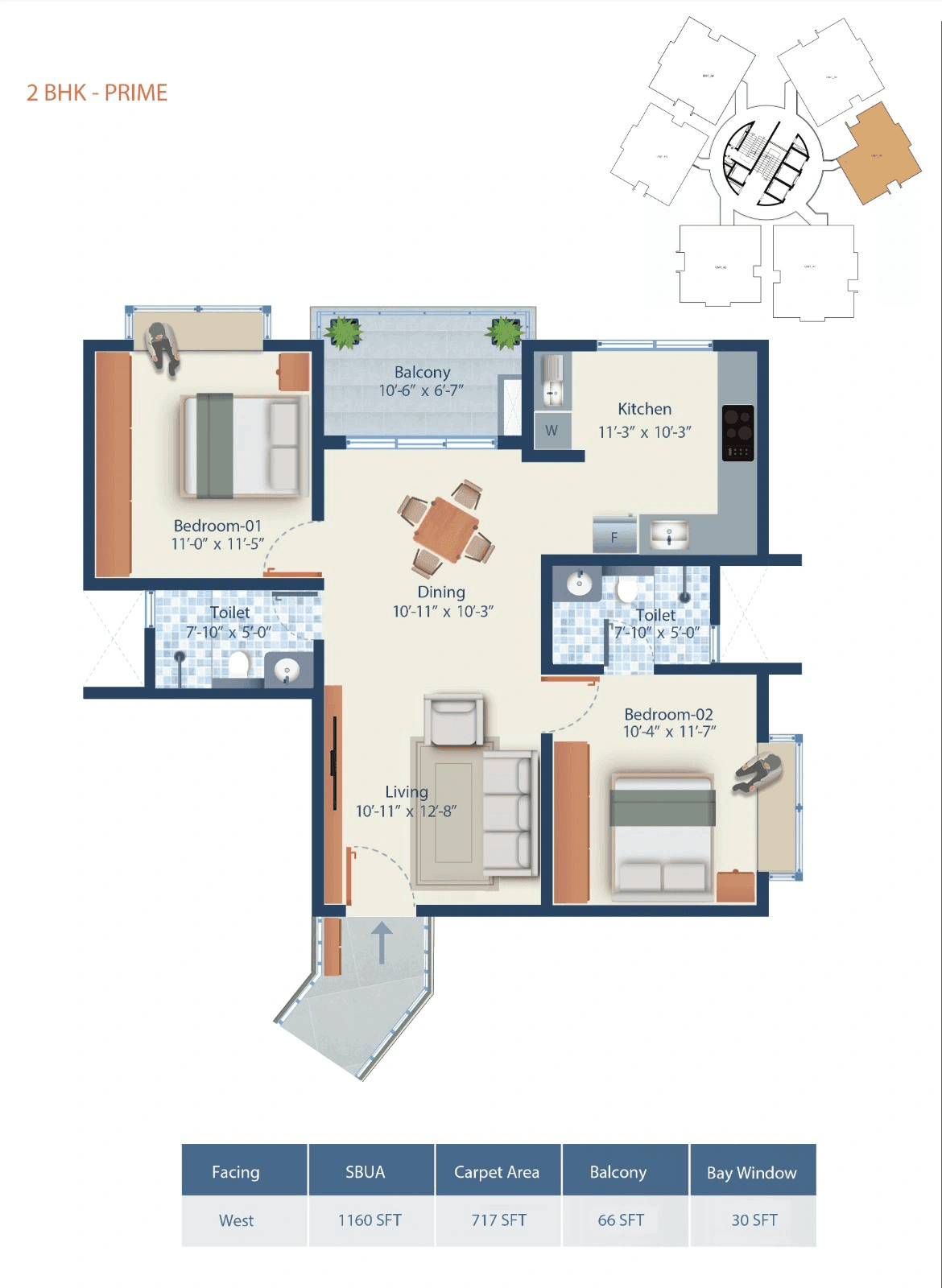 Unit plan - 717 sq.ft.