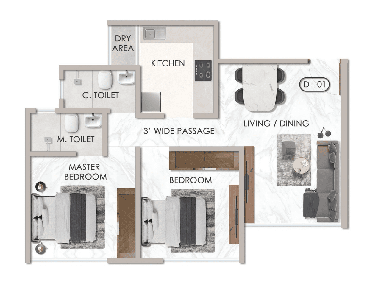 Unit plan - 624 sq.ft.