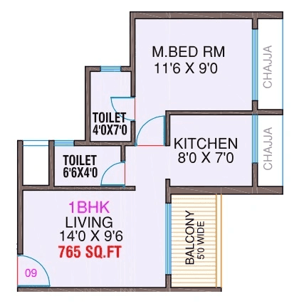 Unit plan - 460 sq.ft.