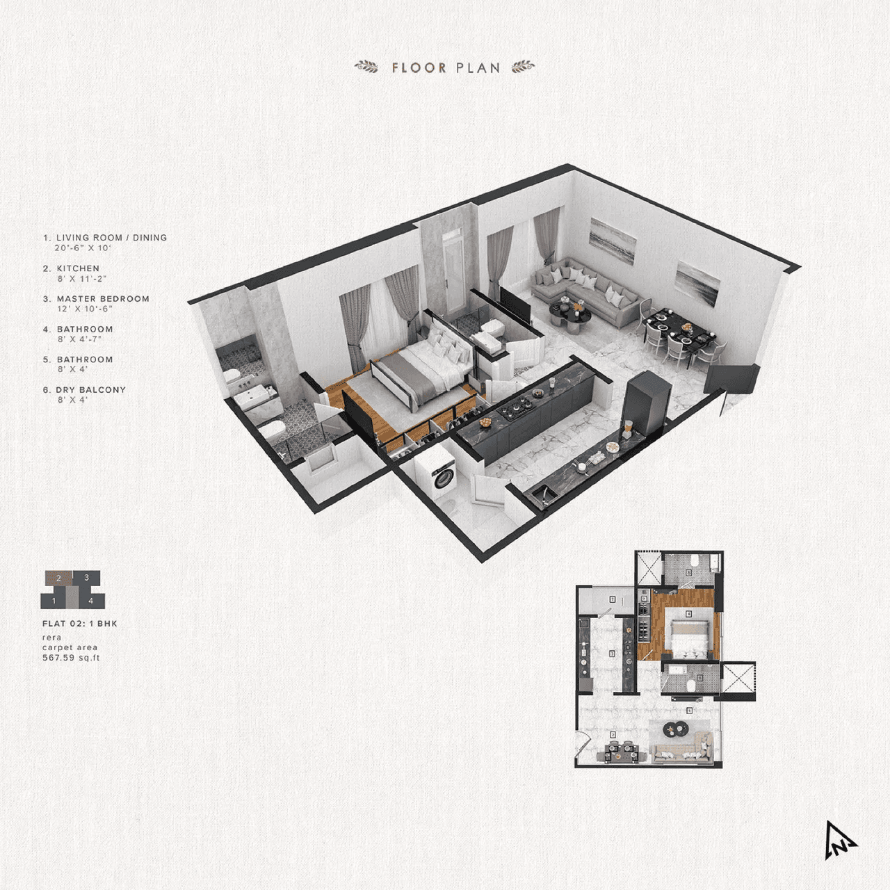 Unit plan - 567 sq.ft.