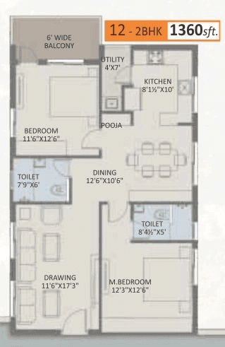 Unit plan - 952 sq.ft.