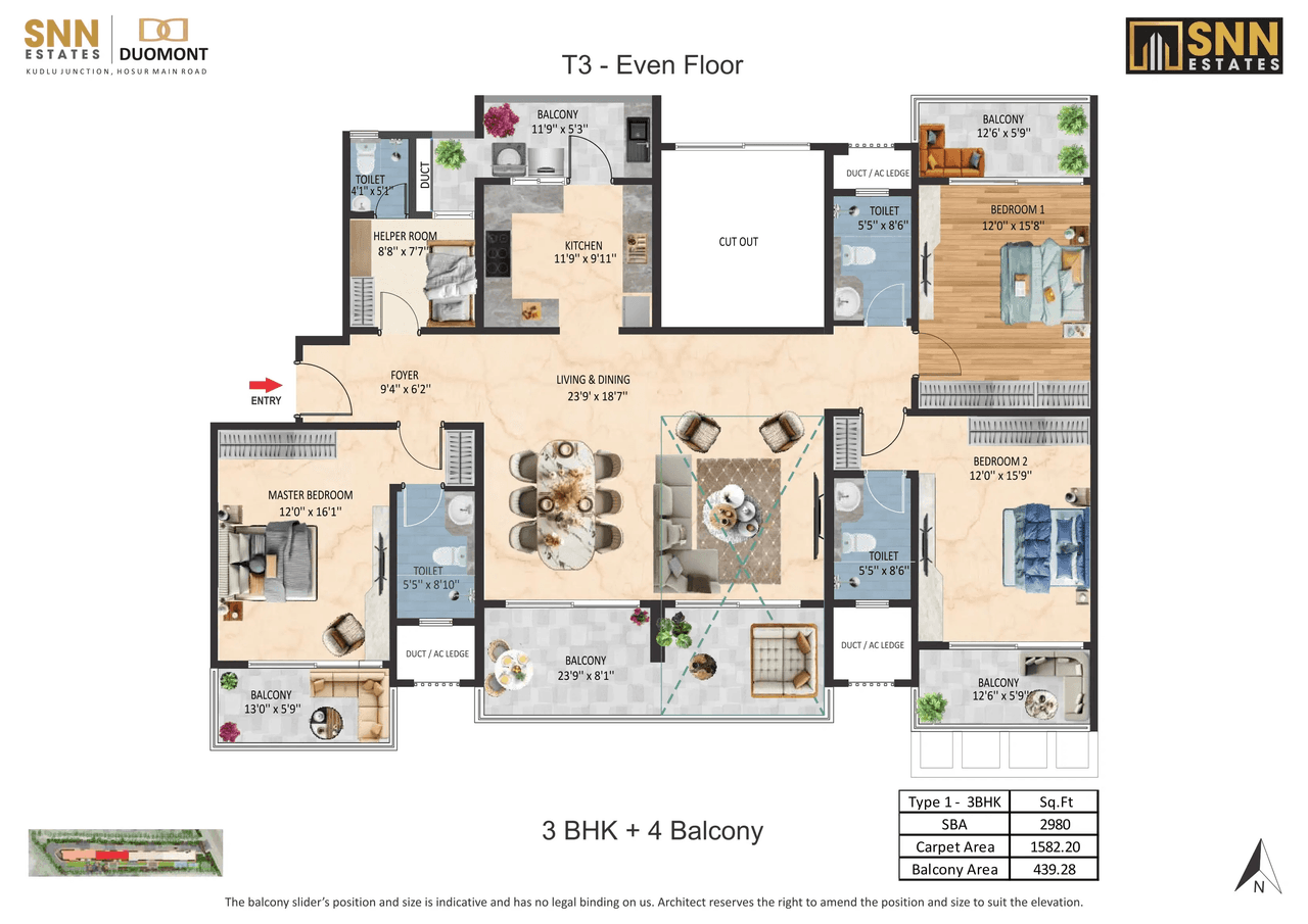 Unit plan - 1582 sq.ft.