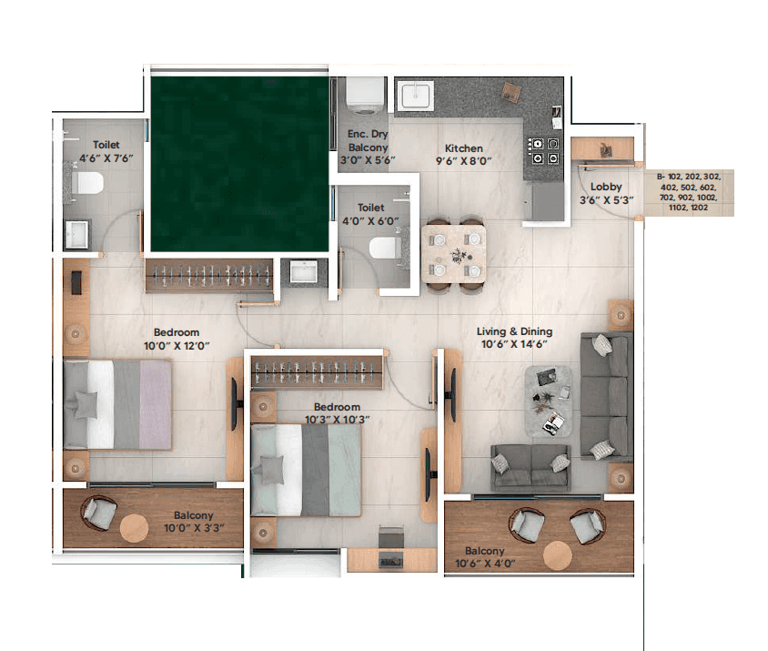 Unit plan - 710 sq.ft.