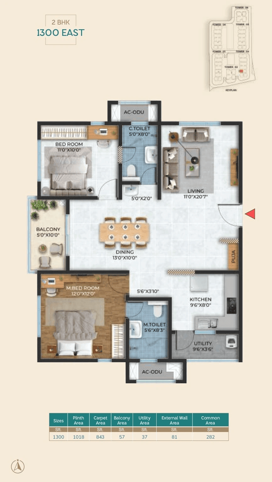 Unit plan - 843 sq.ft.