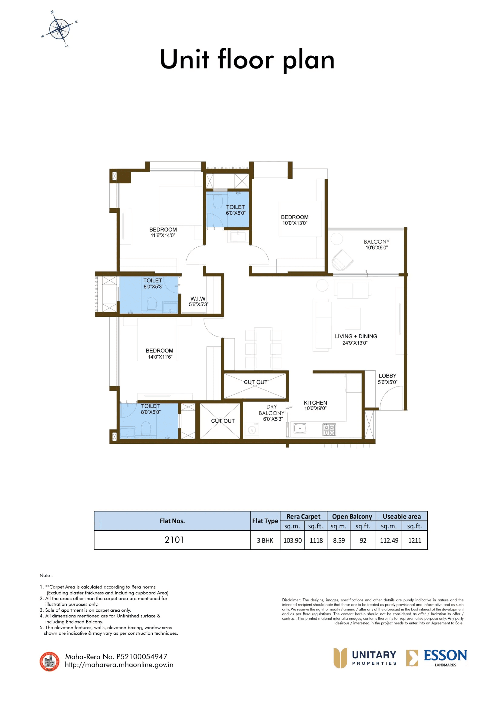 Unit plan - 1118 sq.ft.