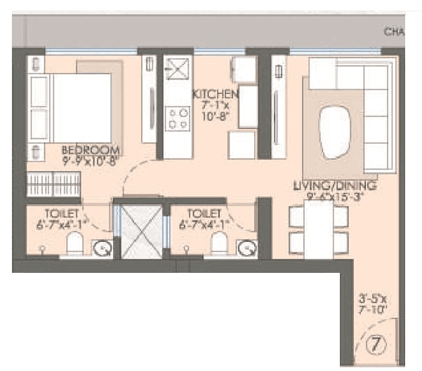Unit plan - 432 sq.ft.