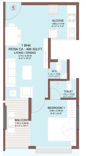 Unit plan - 408 sq.ft.