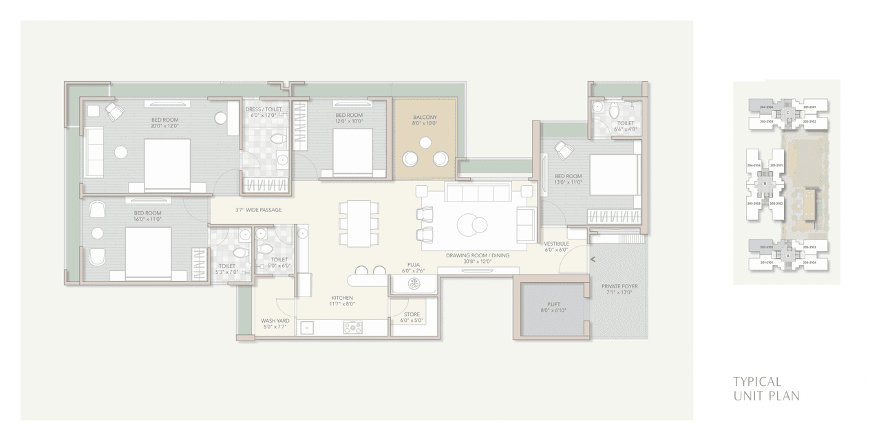 Unit plan - 1596 sq.ft.