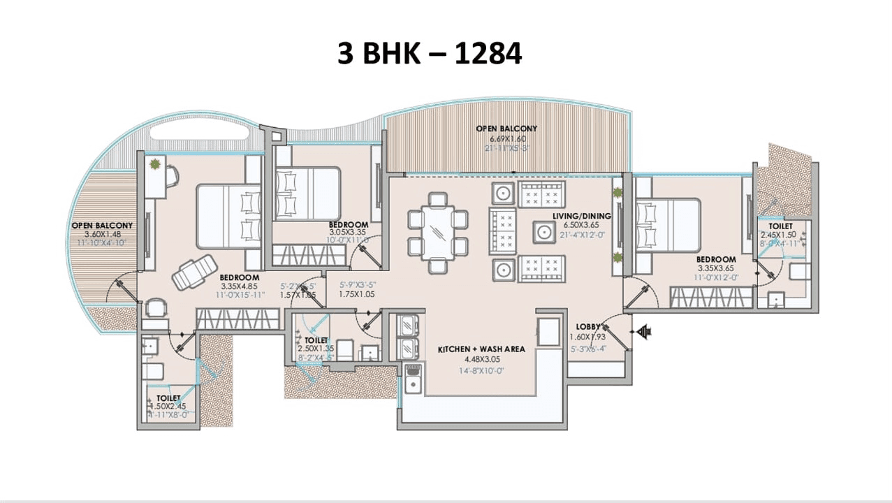 Unit plan - 1284 sq.ft.