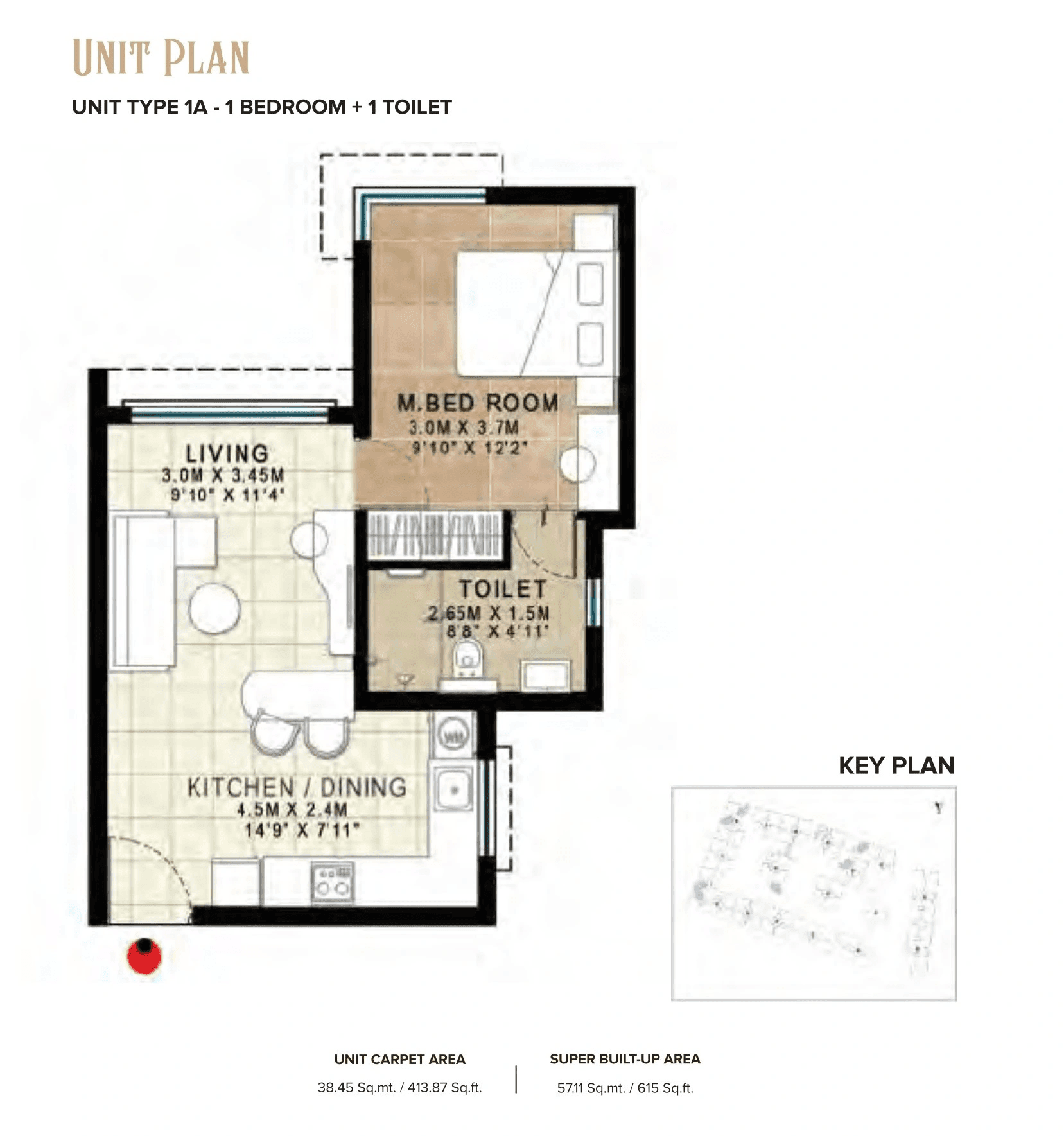 Unit plan - 414 sq.ft.
