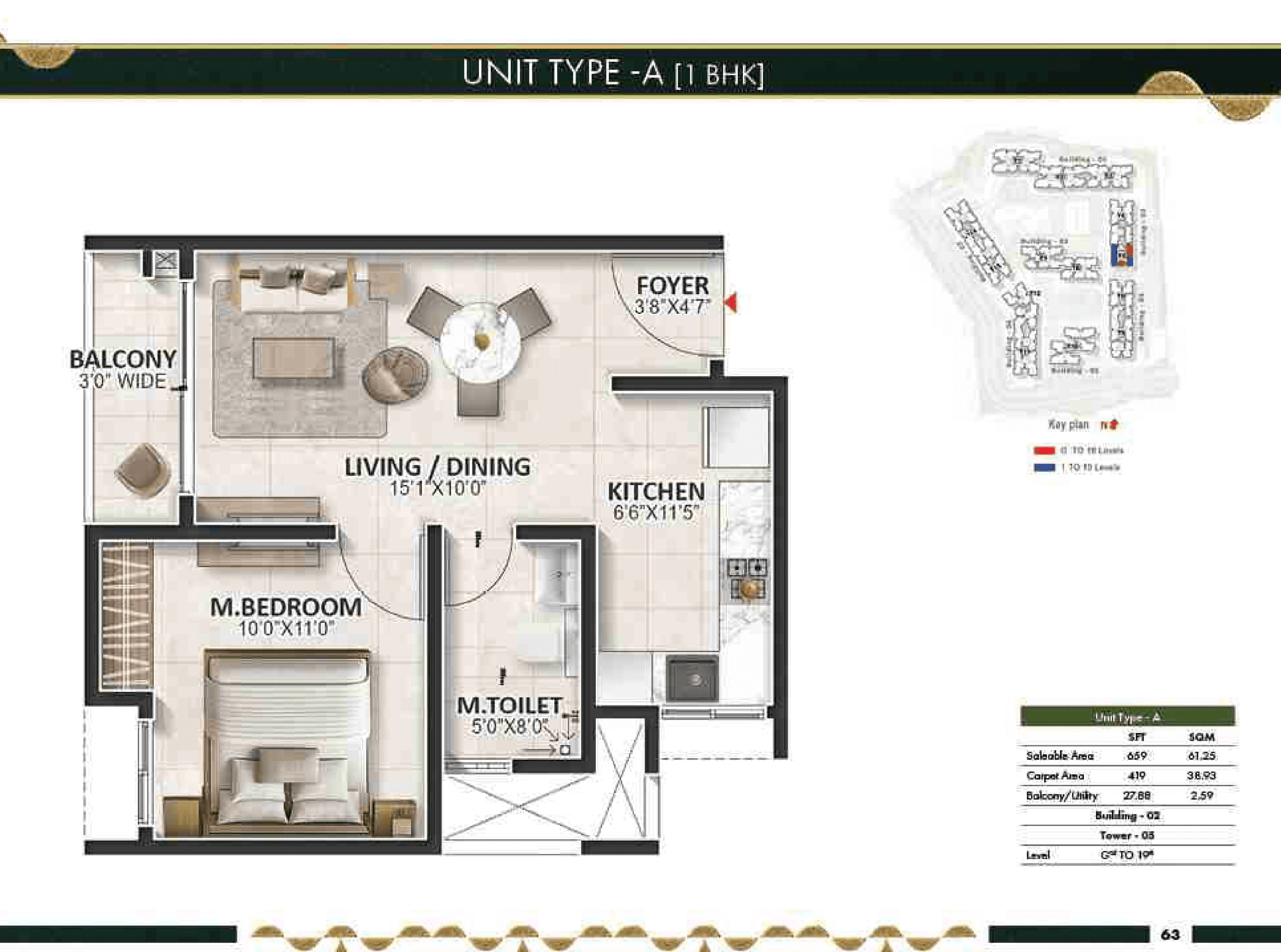 Unit plan - 419 sq.ft.