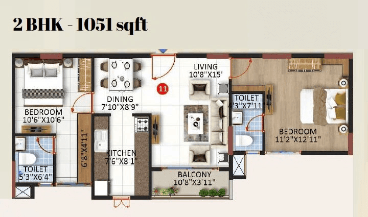 Unit plan - 685 sq.ft.