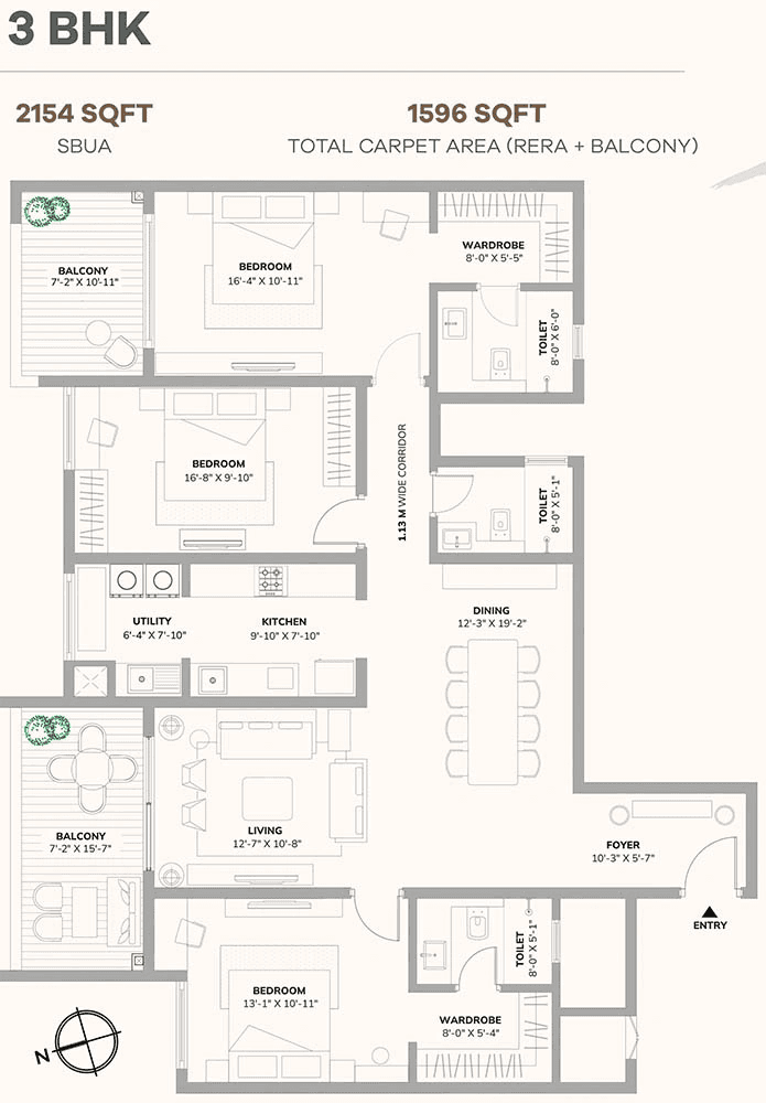 Unit plan - 1388 sq.ft.