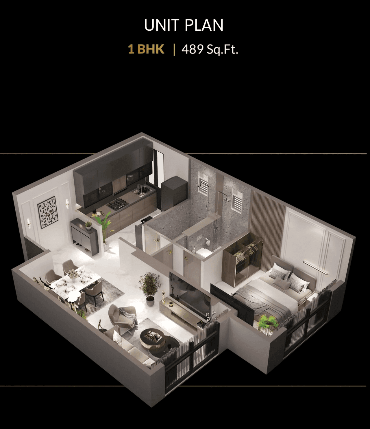 Unit plan - 489 sq.ft.