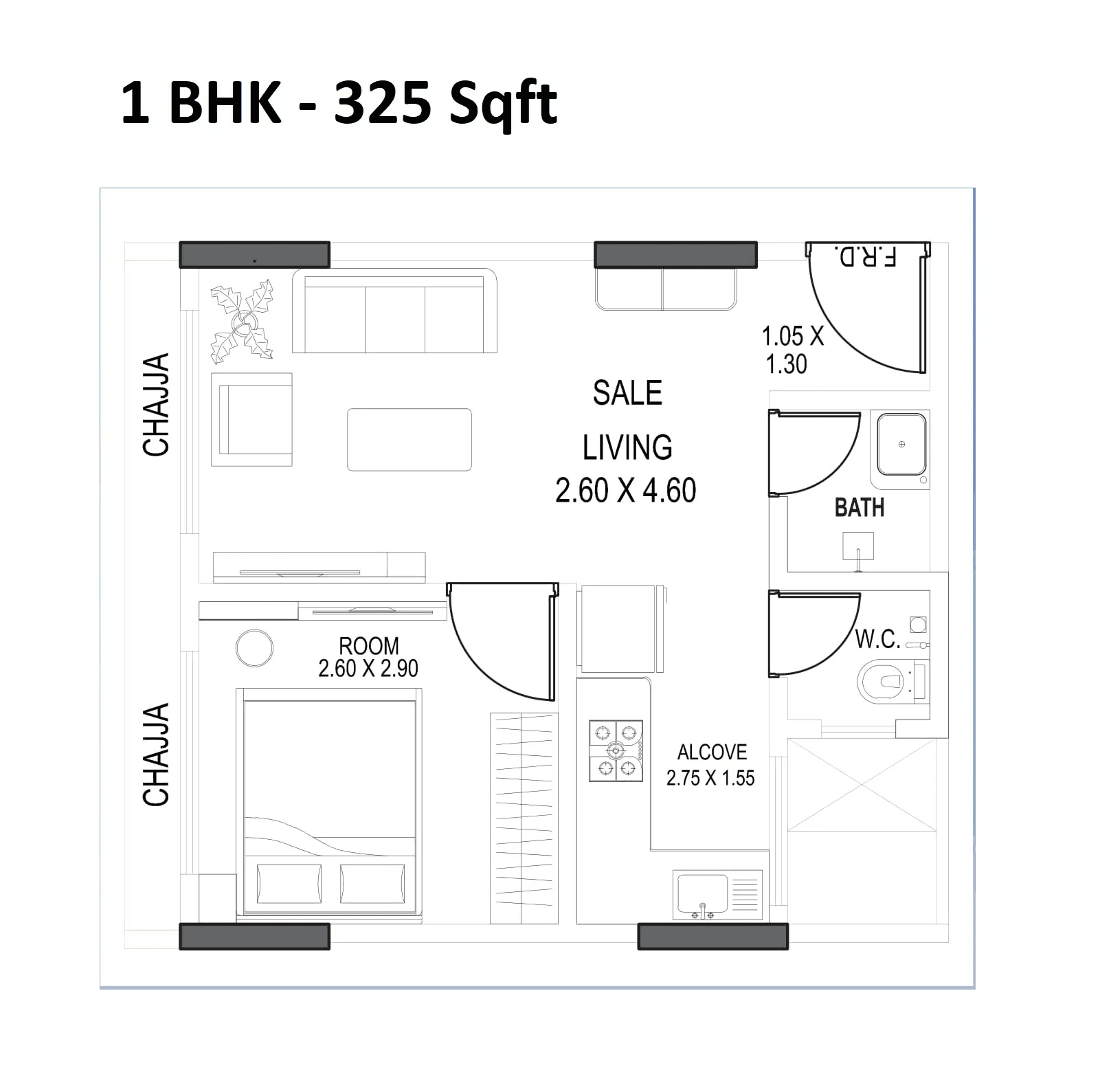 Unit plan - 325 sq.ft.