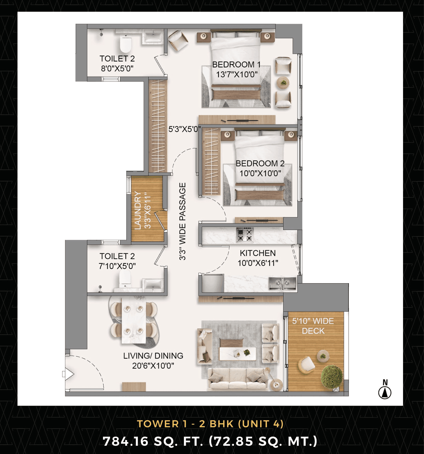Unit plan - 784 sq.ft.