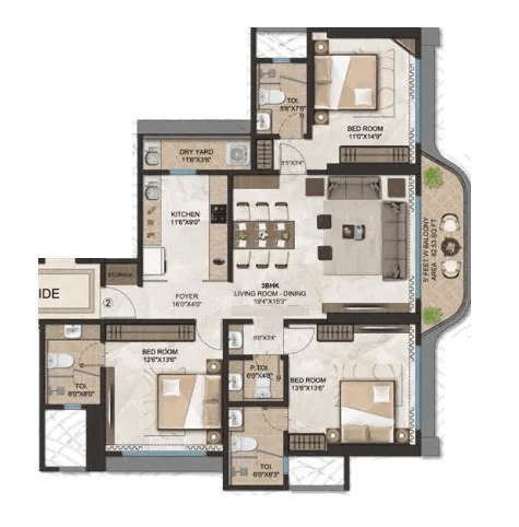 Unit plan - 1367 sq.ft.