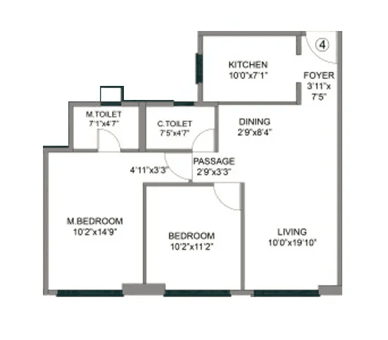 Unit plan - 700 sq.ft.
