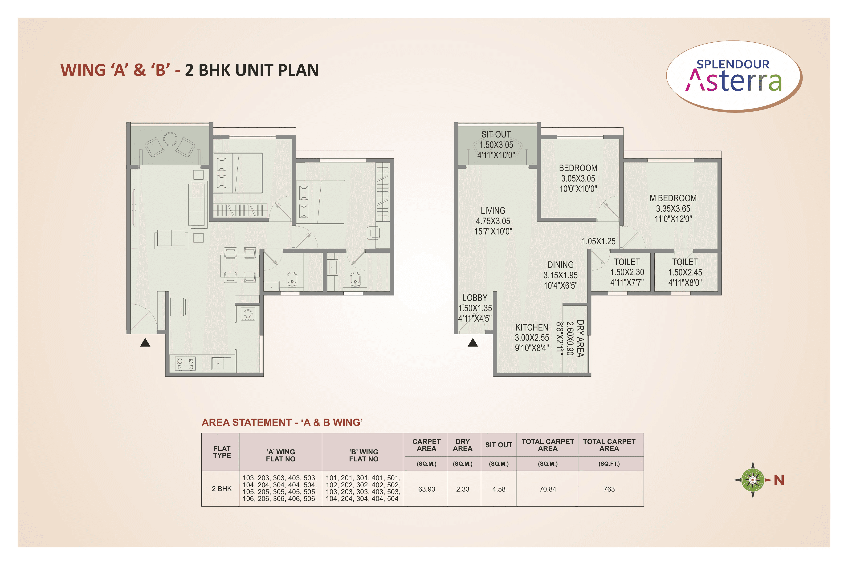 Unit plan - 763 sq.ft.