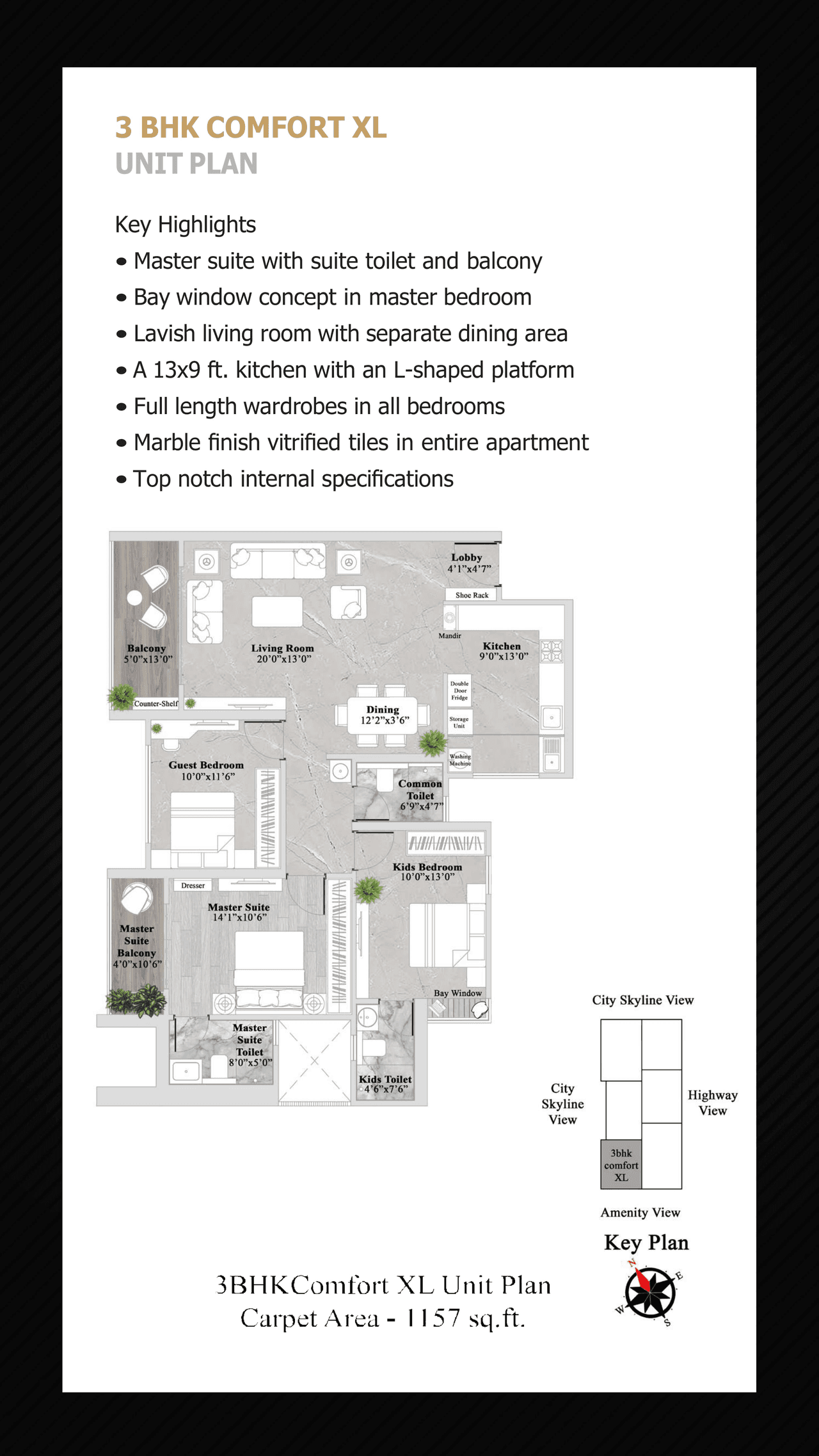 Unit plan - 1157 sq.ft.
