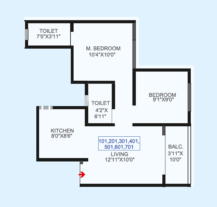 Unit plan - 539 sq.ft.